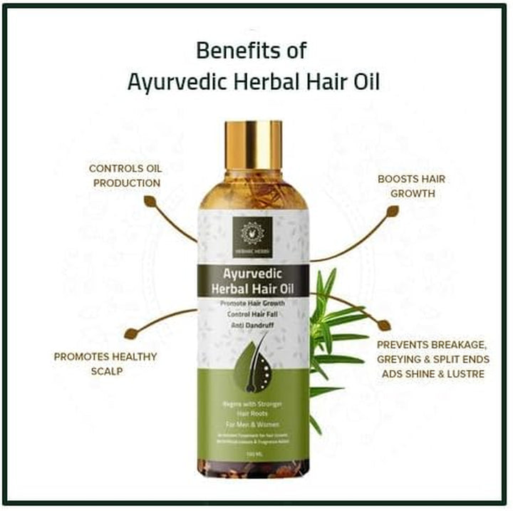 Ayurvedic Herbal Hair Oil Made with 21 Ayurvedic Herbs, Multipurpose Dandruff, Hair Fall (100Ml) Traditional Herbal Hair Oil for Men and Women | 100% Natural Indian Herbs