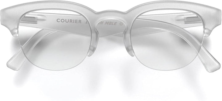 ® Courier Fashion Glasses | Zero’S with Clear Lenses | Modern Vintage Browline Frames | Men’S Women’S Unisex | Spring Hinges