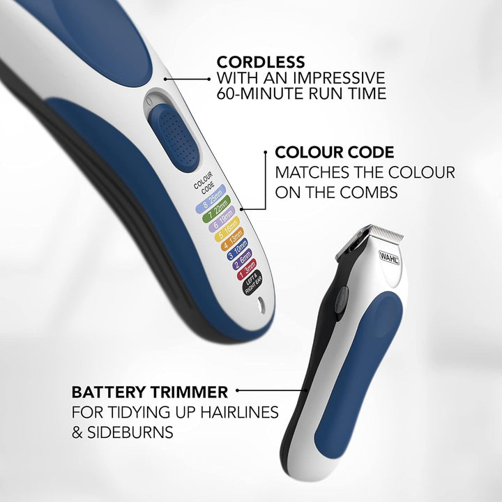 Colour Pro Cordless Combi Haircutting Kit, Hair Clipper & Trimmer for Full Haircuts, Rechargeable, Long Life Hair Clipper & Battery Powered Trimmer, Colour Coded for Easy Clipping, Full Haircuts