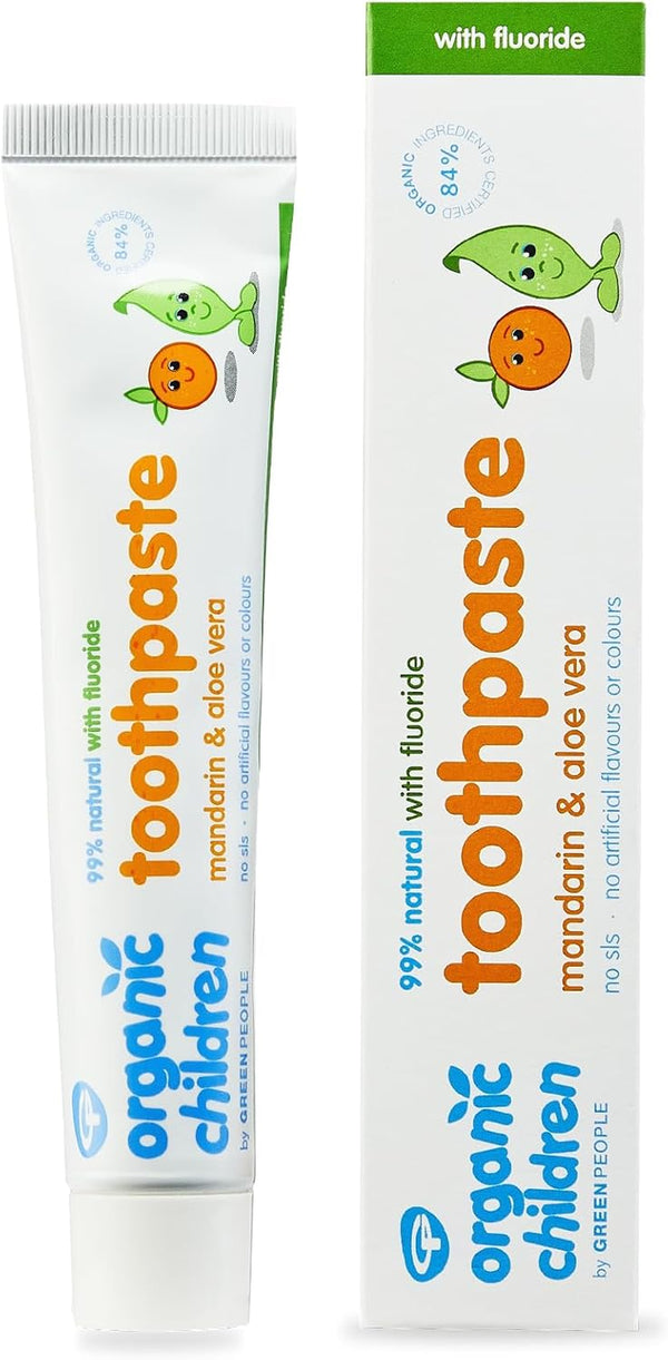 - Organic Children Mandarin and Aloe Vera Fluoride Toothpaste - Vegan, Organic & Cruelty Free, 50Ml