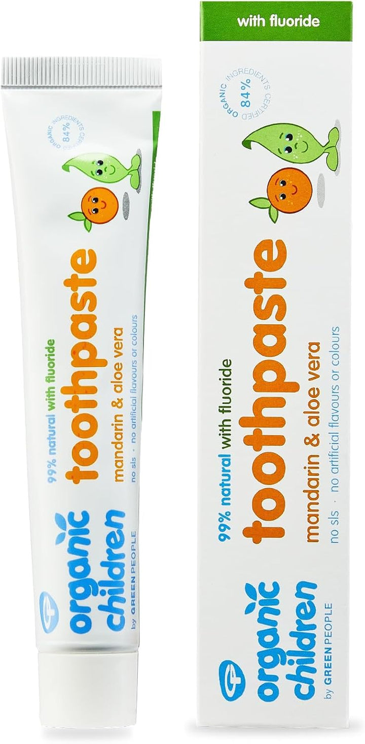 - Organic Children Mandarin and Aloe Vera Fluoride Toothpaste - Vegan, Organic & Cruelty Free, 50Ml