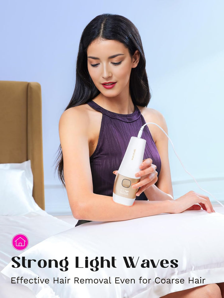 Laser Hair Removal Device,Painless Ice Cooling IPL Hair Removal,Max 24J High Energy Hair Removal Machine for Face Bikini Line Armpit Leg Back,Corded (White)