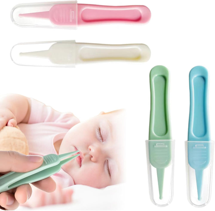 Baby Ear & Nose Cleaning Clip,4 Pcs Plastic Round-Head Nasal Tweezers,Baby Nose Picker for Cleaning the Nasal Cavity,Nose Cleaning Tools,Gentle and Safe