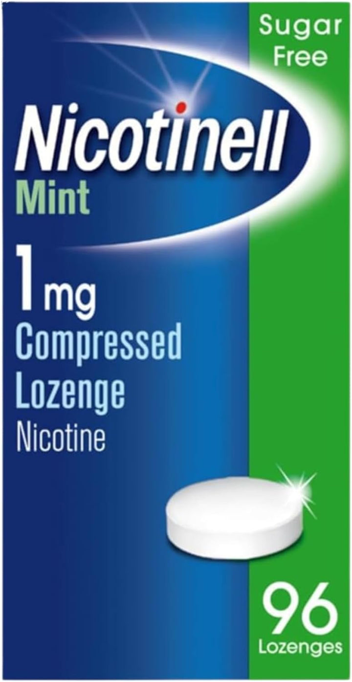 Mint Lozenge 1Mg (96 Lozenges), Stop Smoking Aid, Sugar Free Nicotine Lozenges, Fresh Mint Flavour, 1Mg Regular Strength for Light Smokers, Quit Smoking Aid