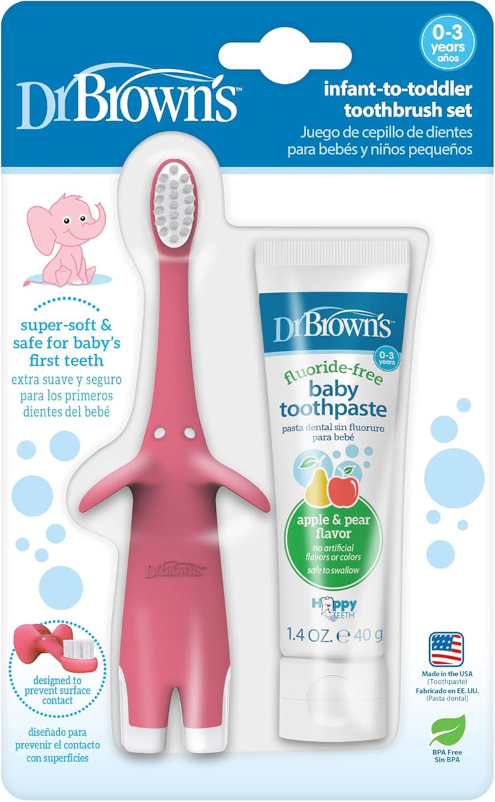 Natural Flow Infant Toothbrush, Toothpaste Combo Pack, Pink