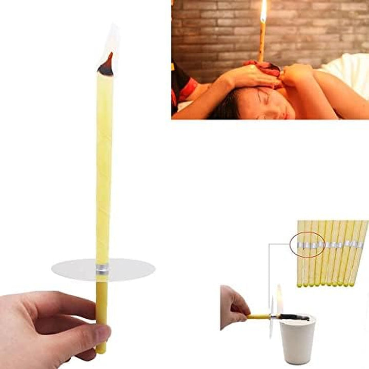 Ear Candles Hopi 10 Pcs - Natural Ear Candles Beeswax Candling Cones with 5 Protective Disks (Yellow)