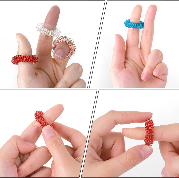 8 Pieces Acupressure Rings-Spiky Sensory Finger Rings Acupuncture Rings Fidget for Silent Stress Reducer and Massager Improves Blood Circulation