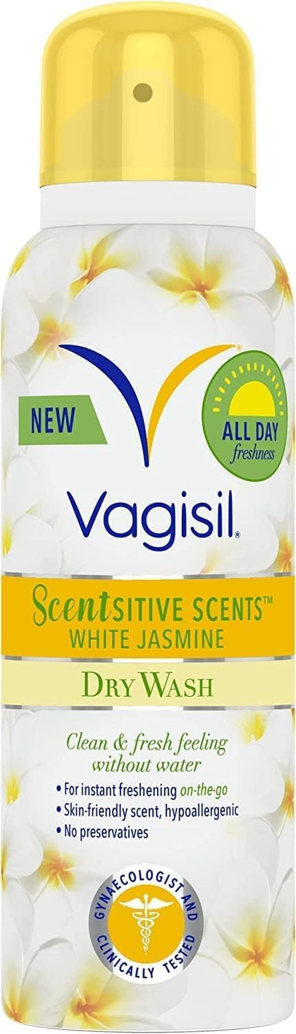 Scentsitive Scents Dry Wash Spray for Women, All-Day Freshness, Hypoallergenic, Skin-Friendly White Jasmine Scent, 125 Ml