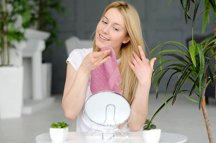 Premium Washcloth Set (30 X 30 CM) 100% Cotton Flannel Face Cloths, Highly Absorbent and Soft Feel Fingertip Towels (12 Pack, Pink)