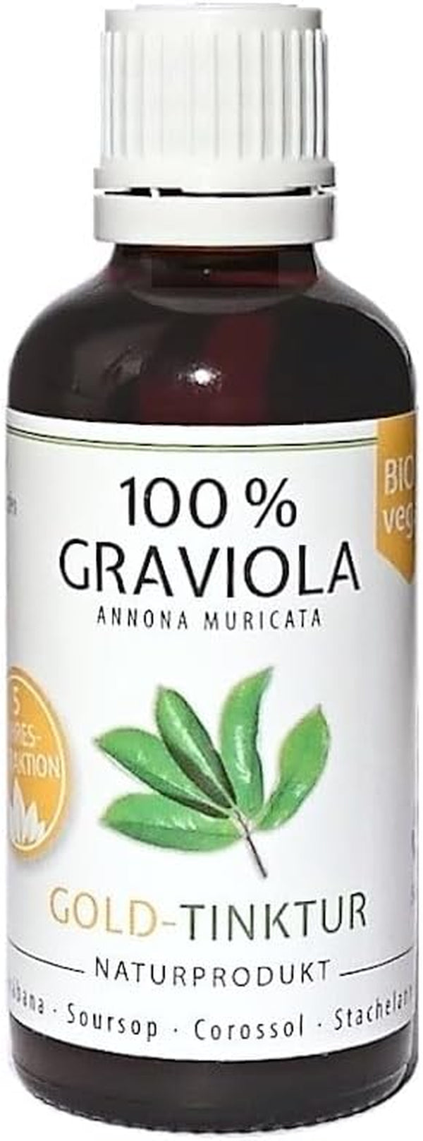 100% Organic Graviola Gold Tincture, 50 Ml, 5 Year Extraction, High Dose. Direct from the Manufacturer