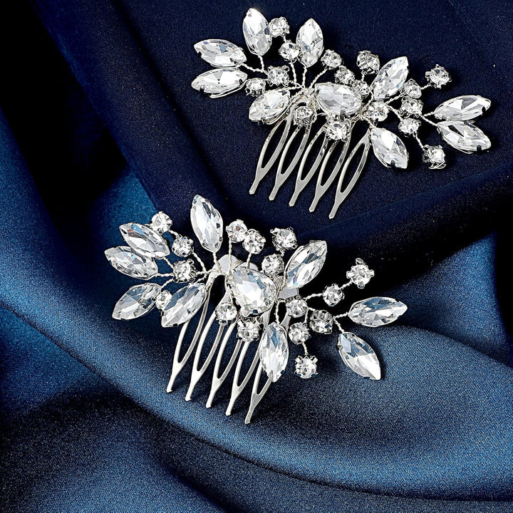 Bridal Hair Comb 2 PCS Wedding Hair Combs Rhinestone Bridal Side Comb Silver Hair Pieces Wedding Hair Clips Crystal Wedding Hair Comb Sparkle Bridal Hair Accessories for Bride Bridesmaids Women Girls