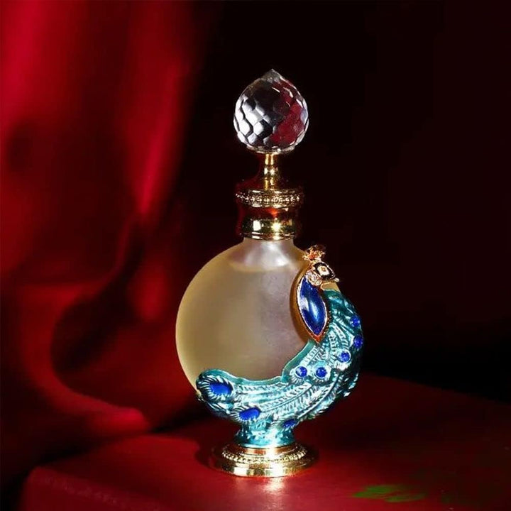 Essential Oil Bottle Antique Retro Style Refillable Bottle Metal Cosmetics Container Home Decoration Gifts(Green)