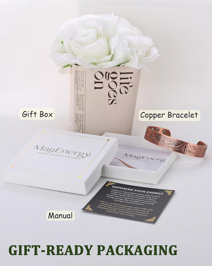 Copper Bracelet for Men, 18X Strength Magnetic Bracelet with 3800 Gauss Magnets, 99.99% Pure Solid Copper, Men'S Jewelry Gift