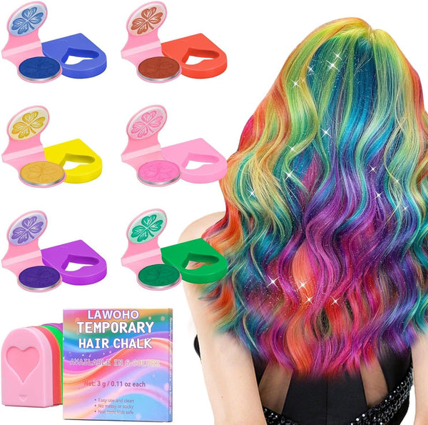 Hair Chalk for Girls 6 Color Temporary Hair Color Dye Shimmer Glitter Hair Color Makeup Washable Hair Dye Christmas Birthday Gift for Girls Age 4 5 6 7 8 9 10-12 Year Old