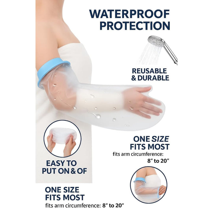 Waterproof Cast Cover Arm Reusable Silicone Adult Plaster Cast Waterproof Cover Arm for Shower Protect Wrist Elbow Wound Bandages Burns & Surgeries Comfortable & Easy to Use One Size Fits Most