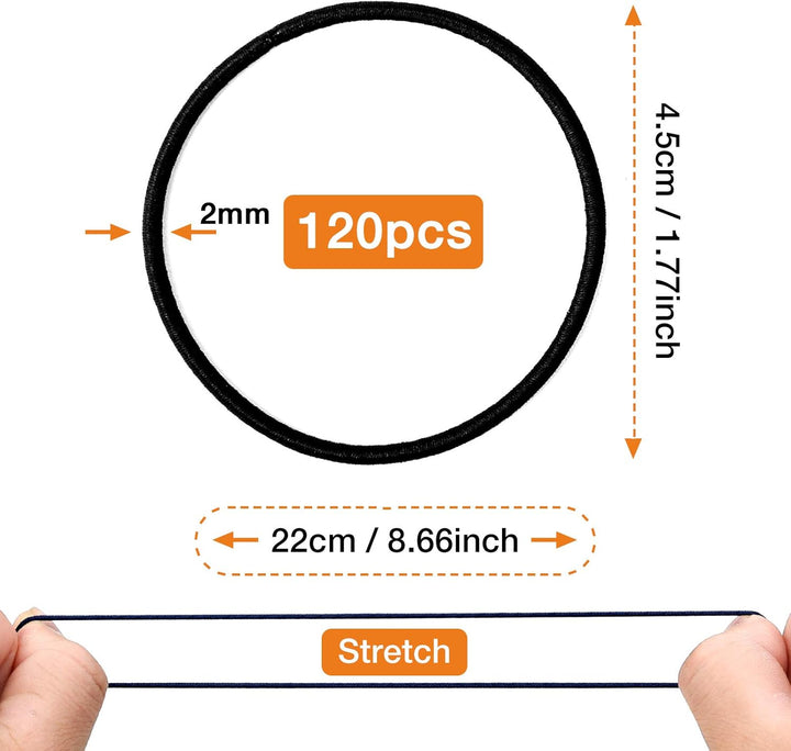 120 PCS Elastic Hair Bands, 2Mm Hair Ties Elastic Bobbles Hairbands Ponytail Holders No Metal Gentle Hair Bands for Women Girls Kids