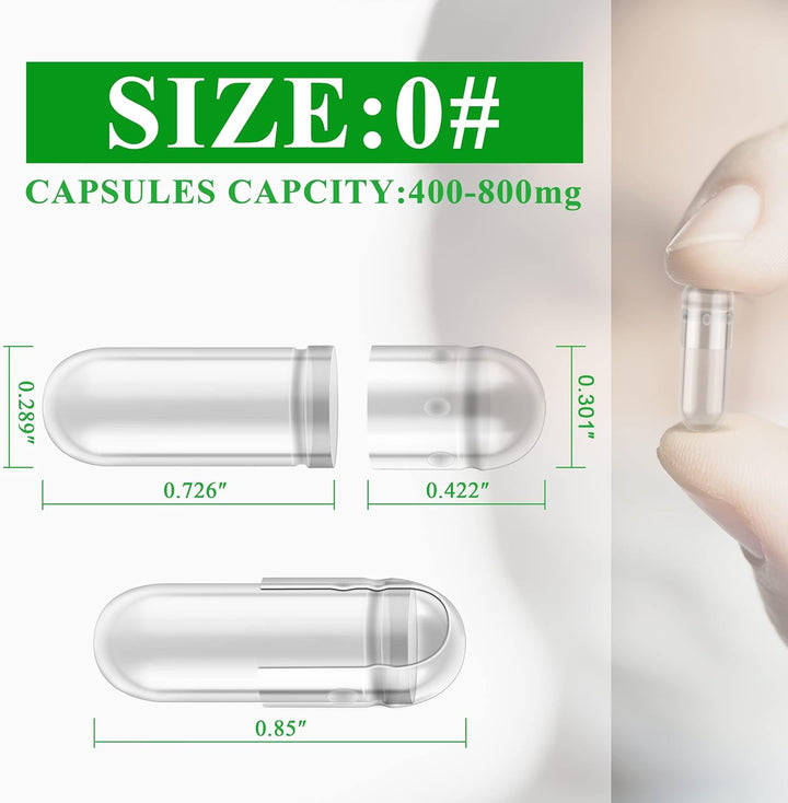 Size 0 Empty Capsules Vegetarian (100 Count) Bundle with Micro Lab Spoon with Powder Tamper, Compatible with Capsule Filling Machine