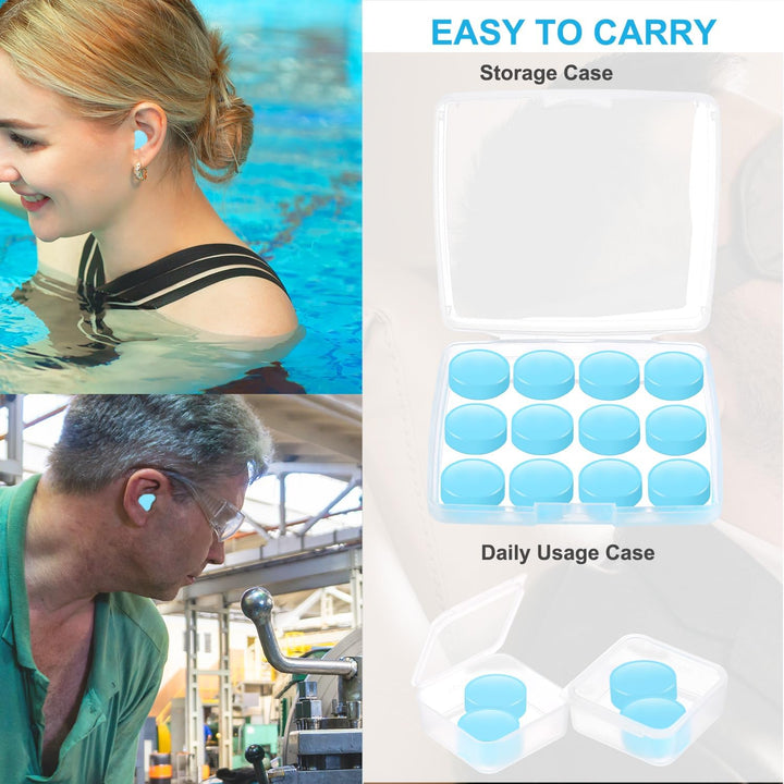 Ear Plugs for Sleeping, 16 Moldable Noise Cancelling Silicone Earplugs for Swimming, Snoring, Sleep and Studying