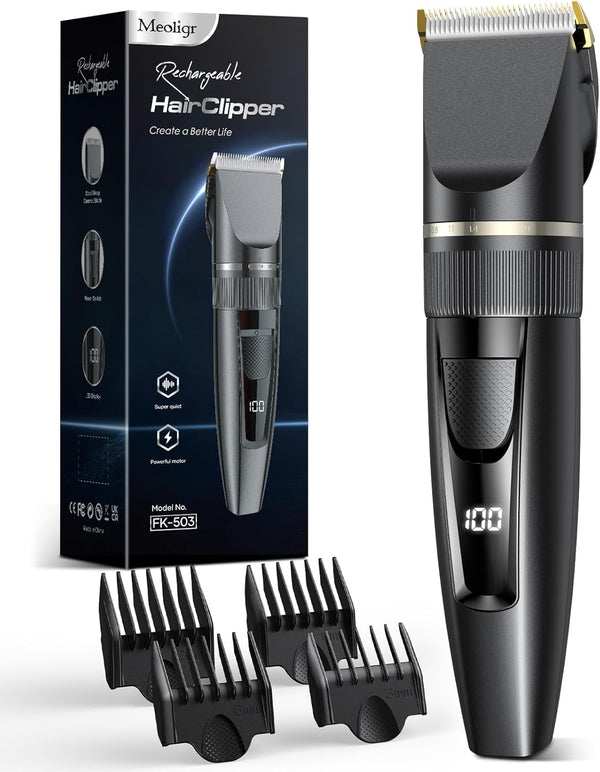 Hair Clippers Men,Professional Hair Trimmer Shaver with LCD Display,Cordless Beard Trimmer Barber Clippers with Ceramic Titanium Blade & Long-Lasting Battery for Men'S Haircuts
