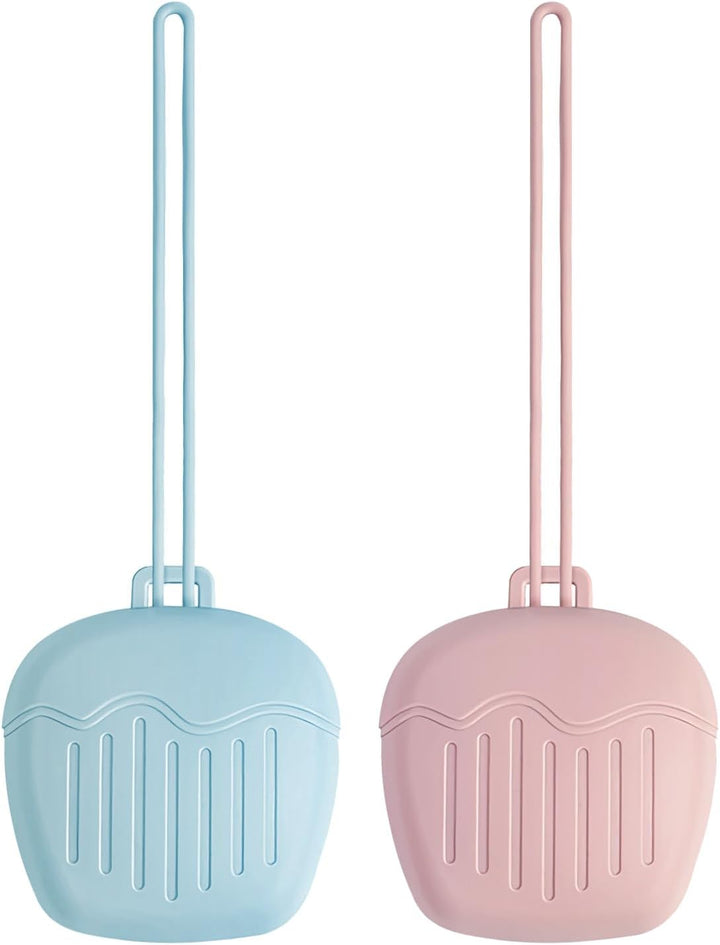 2Pcs Silicone Dummy Case, Universal Pacifier Holder Storage Box, Bpa-Free Pacifier Holder Storage Box, Easy to Clean Portable Baby Pacifier Case Snoother Pods for Travel, Home (Blue+Green)