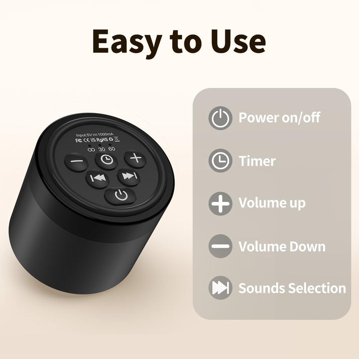Sound Machine Mini White Noise Brown Noise Machine with 30 Soothing Sounds Loud Speaker Portable Rechargeable Baby Sleep Machine 4 Timers Memory Function for Newborn Kid Adults & Home Travel