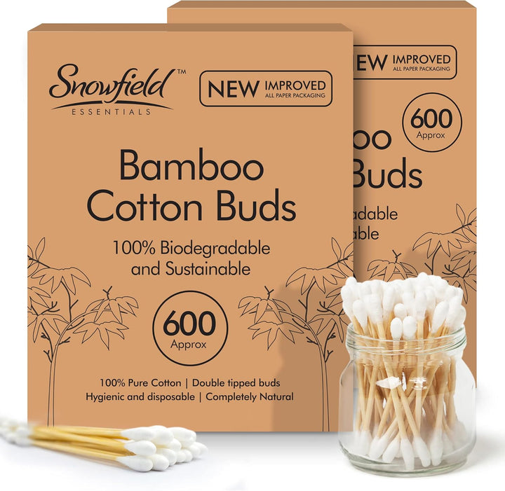 1,200Pcs Bamboo Cotton Buds for Ear Cleaning - Multipurpose Wool Bud for Makeup Application - Bamboo Handle Cotton Swabs for Baby Care, Craft Use, Personal Hygiene, Precision Cleaning 7.25Cm Sticks