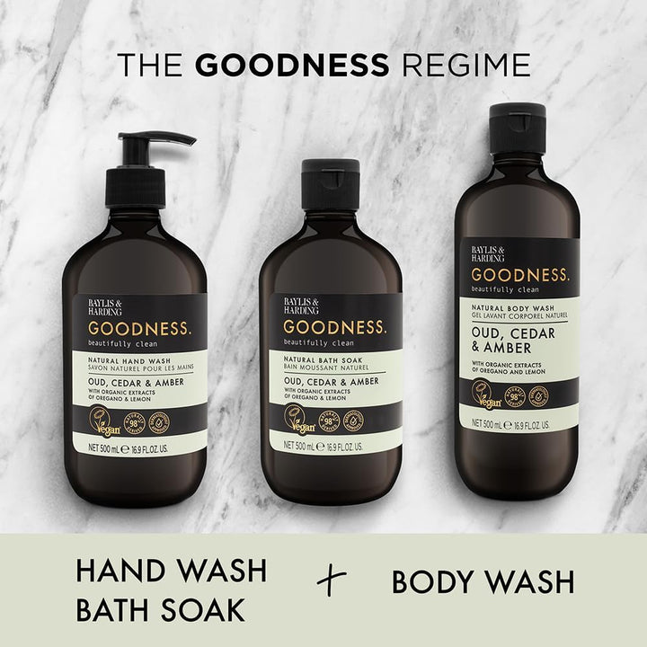 Goodness Oud, Cedar and Amber Body Wash, 500 Ml (Pack of 3) - Vegan Friendly