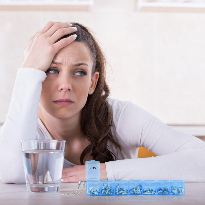 3 Pieces Pill Box Organiser Pill Dispenser Box, 7 Day Pill Box Organiser One Time a Day, Weekly Pill Box Pill Organiser for Medication, Supplements, Vitamins, Cod Liver Oil