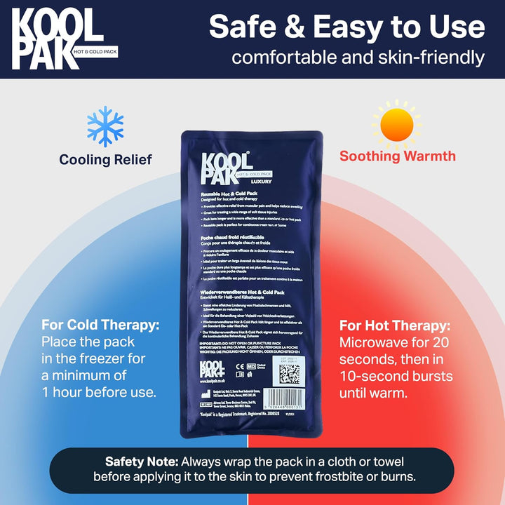 Hot and Cold Gel Packs Reusable - 12Cm X 29Cm Microwaveable Heat Pack for Pain Relief - Long-Lasting Therapy with Soft Nylon Cover - Flexible Design for Stomach, Back, Neck & Legs (Pack of 1)