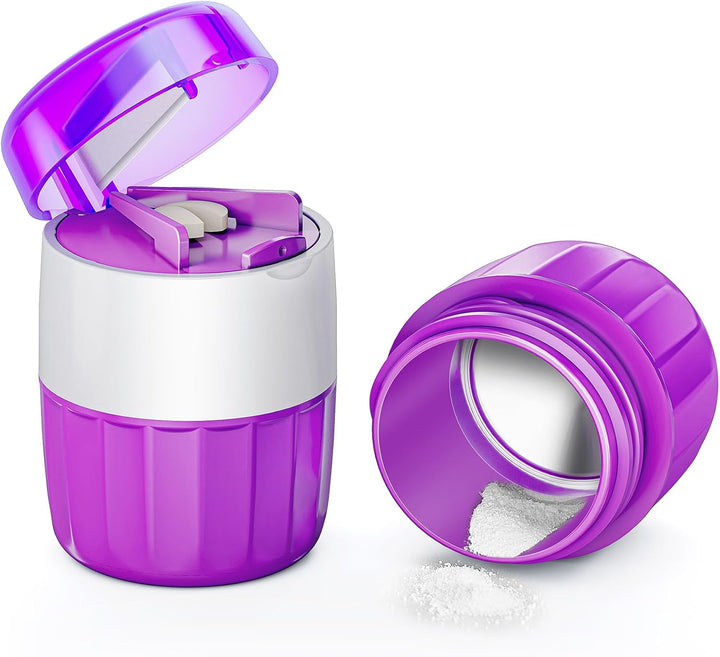 3-In-1 Pill Crusher for Tablets, Tablet Crusher Fine Powder with Stainless Steel Grinding Head, Pill Grinder with Storage Compartment for Tablets, Pill Crushers Splitters for Small and Tiny Pills