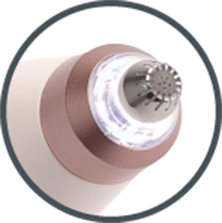 ® 2-In-1 Facial Hair Remover [Hypoallergenic Attachments, LED Light, USB-C, 80Min Runtime] Bareme (Gentle Shaver, Trimmer, Brow Sculptor, 100% Waterproof, Integrated Storage Cap) WFS200