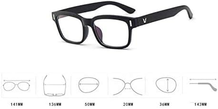 TECH-LINE-DIRECT Black Large Square Frame Glasses Retro Optical Clear Lens Eyeglasses Unisex 2019