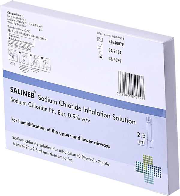 Isotonic Saline Solution for Inhalation Nacl 0.9% - Inhalation Saline Solution for Humidifying the Airways 20 X 2.5Ml Sterile Unit-Dose Vials