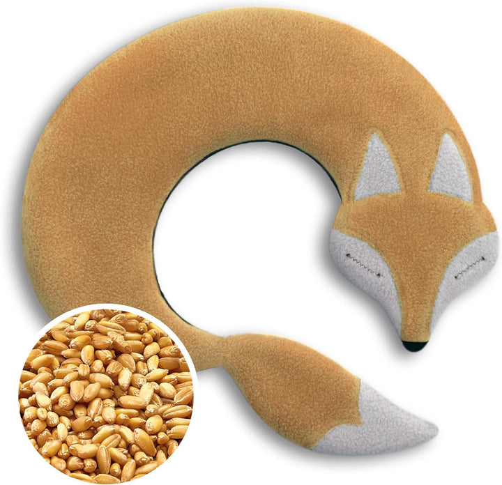 Wheat Bag Microwavable - 100% Organic Cotton and Organic Wheat - Fox Red - Microwave Pillow, Unscented - Snug Grain Pillow Ideal for Tension in Back, Neck and Shoulders