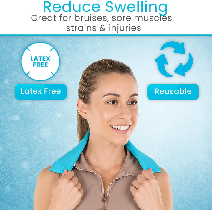 Neck Ice Pack - Cold Compress Shoulder Therapy Wrap - Cool Reusable Medical Freezer Gel Pad for Swelling, Injuries, Headache, Cooler - Flexible Hot Microwaveable Heat - Men, Women (1 Pack)