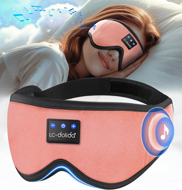 Bluetooth Sleep Mask Headphones 200% Blackout 3D Deep Eye Mask with Headphones Bluetoothv5.4 Can Play 15Hrs Breathable Eye Mask with Bluetooth Earphones for Travel,Nap Sleeping,Shift Work