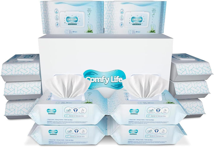 Premium Full Body Cleansing Wet Wipes for Adults - Large Luxury Fresh-Feel Rinse-Free Fragrance-Free Bed Bath Intimate-Care Soft Sheets (1 Pack (80 Wipes)