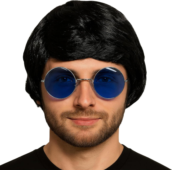 Mens Blonde Boyband Wig with Fringe Fancy Dress Accessories - Short Blonde Wig Men Hair Accessory for Britpop Party 60S 70S and 80S Fancy Dress Adult - Synthetic Short Hair as Halloween Accessories