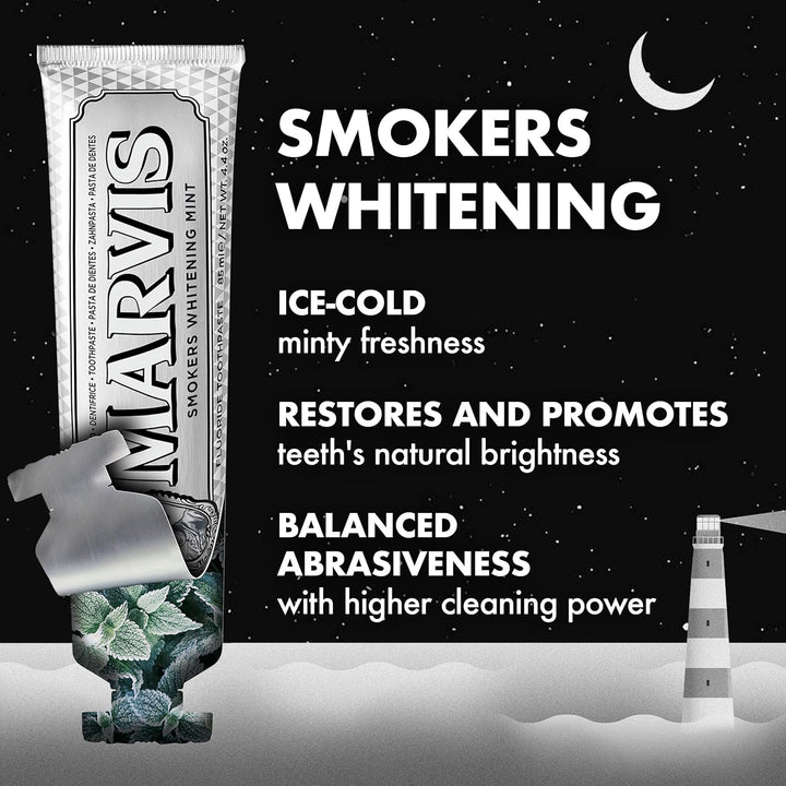 Smokers Whitening Toothpaste, Mint, 85Ml, Promotes the Natural Whitening of the Teeth, Plaque Removal Toothpaste, Long-Lasting Freshness