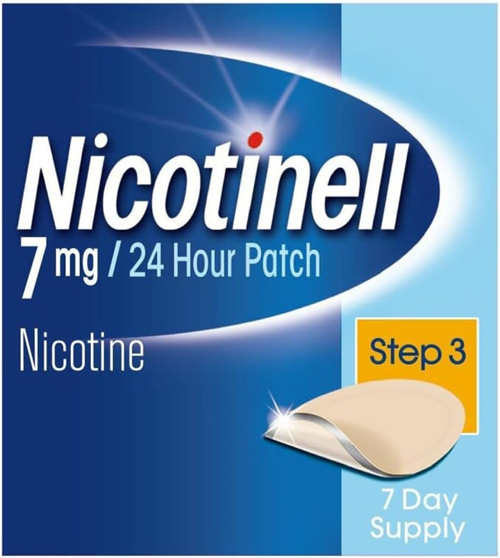 Nicotine 7Mg Patch (Pack of 7), Nicotine Patches, Stop Smoking Aid, 24H Craving Control, Step 3 for Light Smokers, Quit Smoking Aid