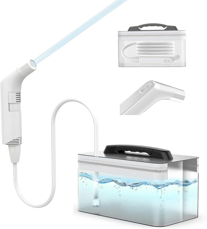 Electric Portable Bidet Sprayer – 2.5L Handheld Travel Shattaf, Strong Pressure Toilet Spray, Rechargeable 1600Mah Battery, USB-C Charging – Home, Camping & Outdoor Hygiene (White, JP-239B)
