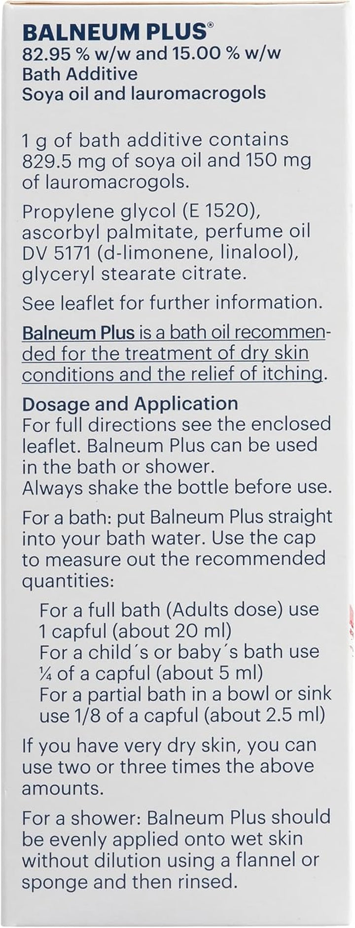 plus Bath Additive - Bath Oil with Lauromacrogols & SOYA Oil for Intensive Hydration, Softening & Soothing of Itchy & Dry Skin, Relaxing Bath Soak for Women & Men, 500Ml (Packing May Vary)