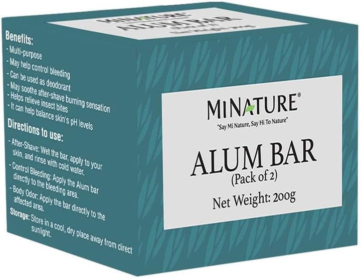 Mi Nature Pure Alum Bar 2 Pack (100G*2) |Natural Phitkari Block |Potassium Alum Stone |Shaving Bar |Skin Astringent |Water Clarifier |Odor Control