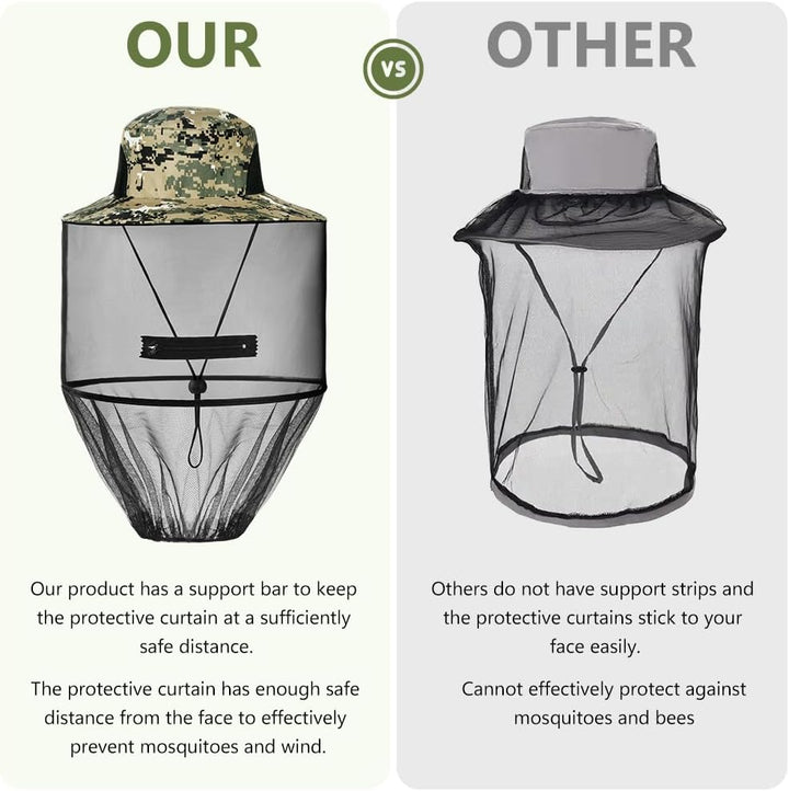 Mosquito Head Net Hat, Mosquito Hat with Removable Netting, Bee Keeper Hat, Anti-Mosquito Fishing Hat, Camping Mosquito Hat, Midgie Face Cover, Portable Midge Head Net Hat for Outdoor Hiking