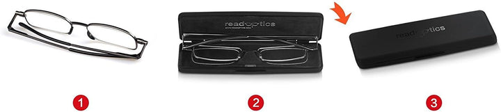 Folding Reading Glasses +1 to +3.5, Easy to Fold Flat Quality Eyeglasses with Tough Protective Case