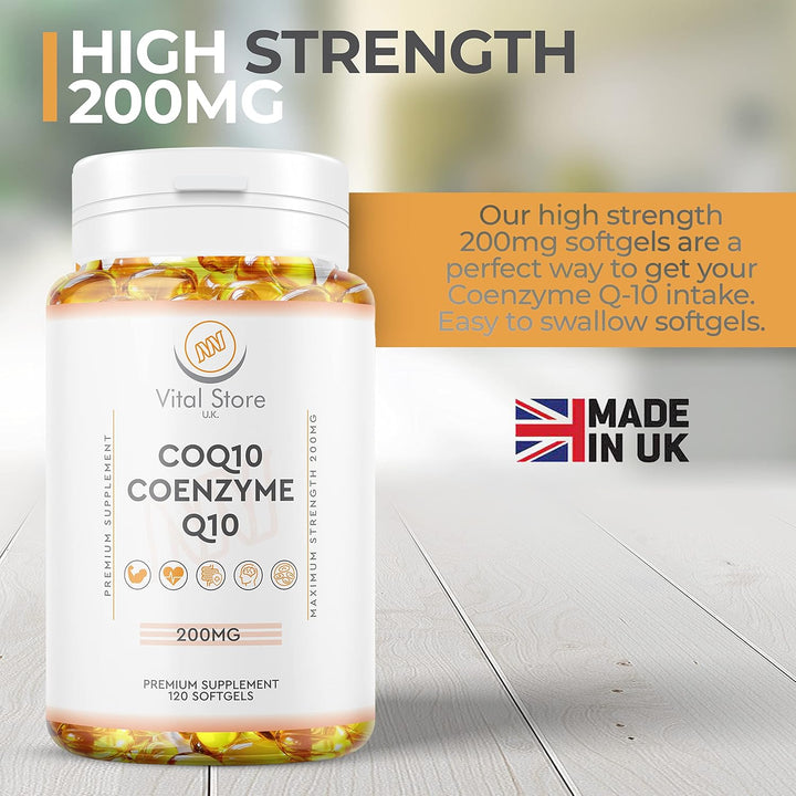 Coq10 200Mg - 120 Vegan Softgels (4 Month Supply) - Easy to Swallow - Vegan Ubiquinone Coenzyme Q10 - High Strength Coq10 Supplement for All Diets