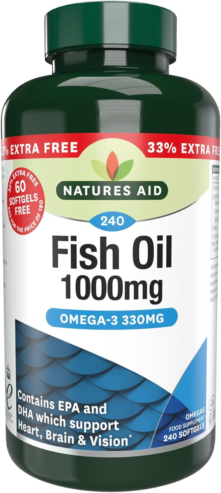 Fish Oil 1000Mg – High Strength Omega-3 Supplement with DHA & EPA – Supports Heart, Brain Vision, Immune & Joint Health Non-Gmo – High Strength Natural Fish Oil – 120 Softgel Capsules
