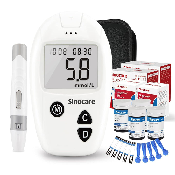 Diabetes Testing Kit/Blood Glucose Monitor Safe-Accu/Blood Glucose Sugar Test Kit with Separated Test Strips Free X 10 & Case for UK Diabetics -In Mmol/L