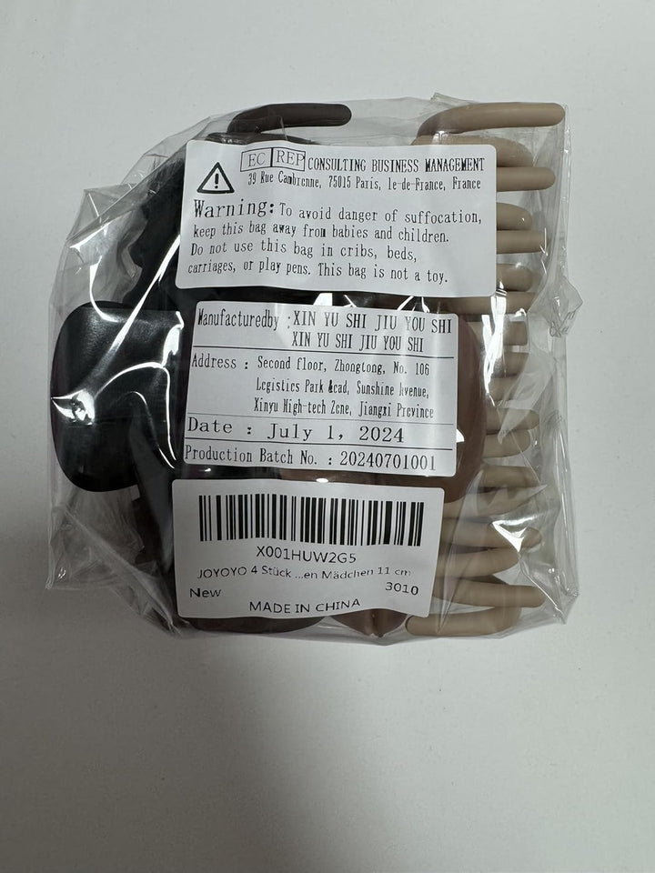 4 Pcs Hair Claw Clips Hair Clips for Women and Girls Thick Hair - Natural Colors Lightweight Non-Slip with Comb Teeth Strong Hold Large Size 4.3 Inch