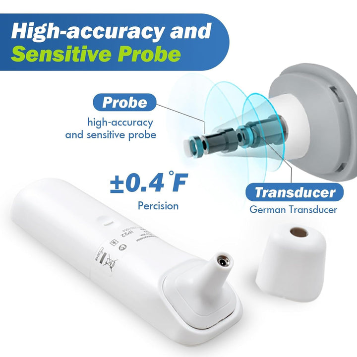 Ear Thermometer for Kids, Baby Thermometer with Forehead and Ear Mode for Adults, Infant, Kids and Toddler, Touchless and 1 Second Reading with Fever Alarm and Mute Function